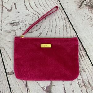 Ipsy bag pink furry gold zipper great condition